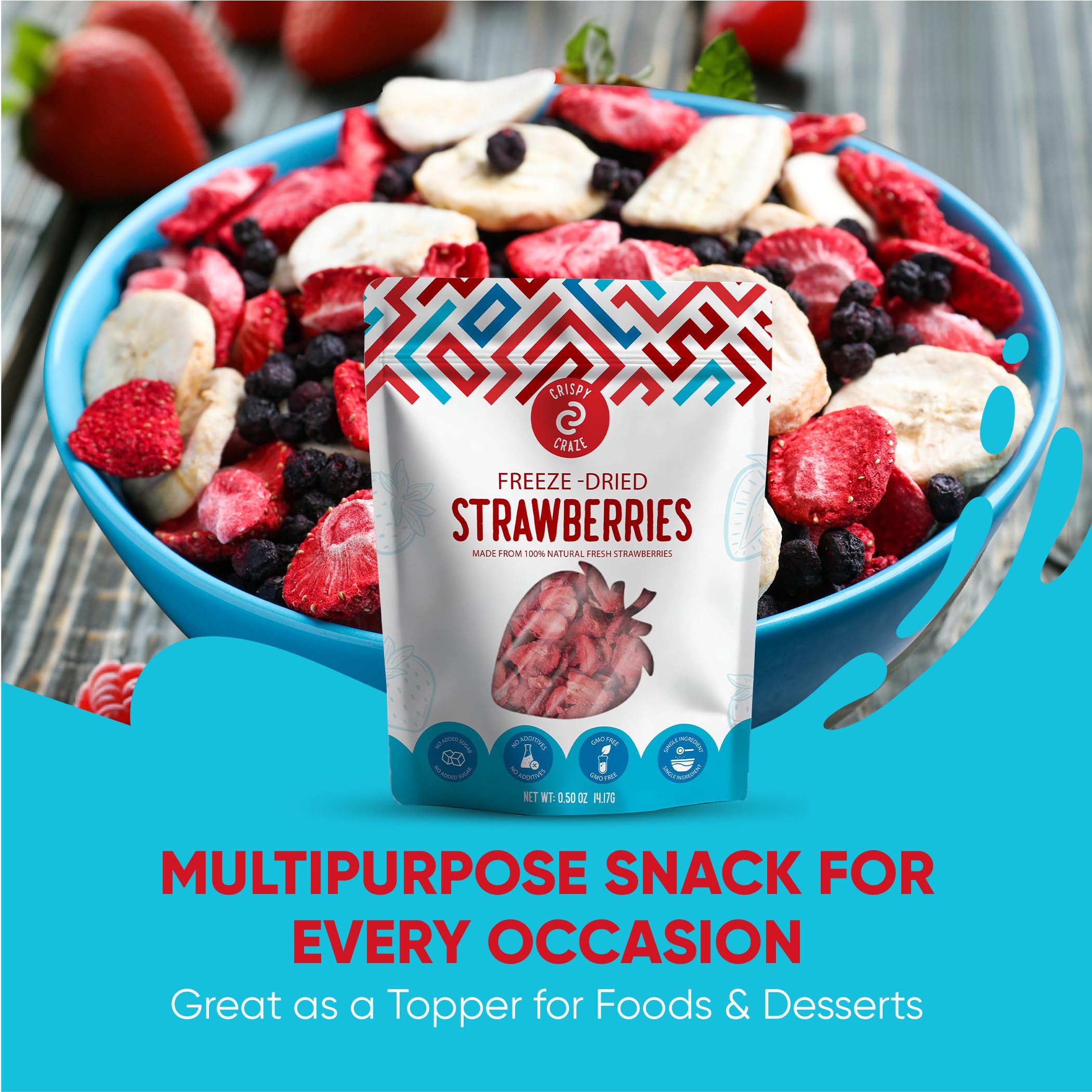 Amazon.com: Crispy Craze Freeze Dried Strawberries (12 Snack Sized